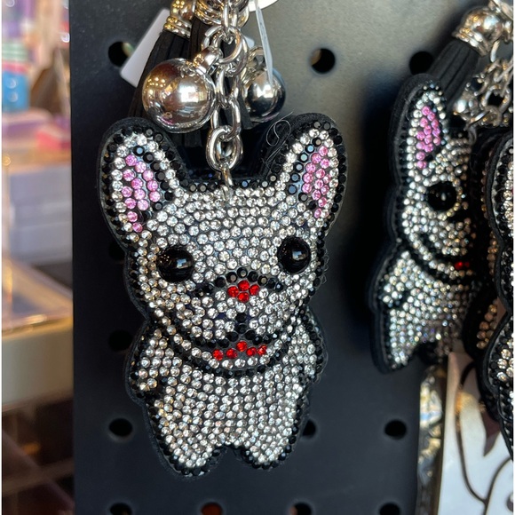 French Bulldog Frenchie Rhinestone Keychain ornament stocking stuffer - Picture 4 of 5
